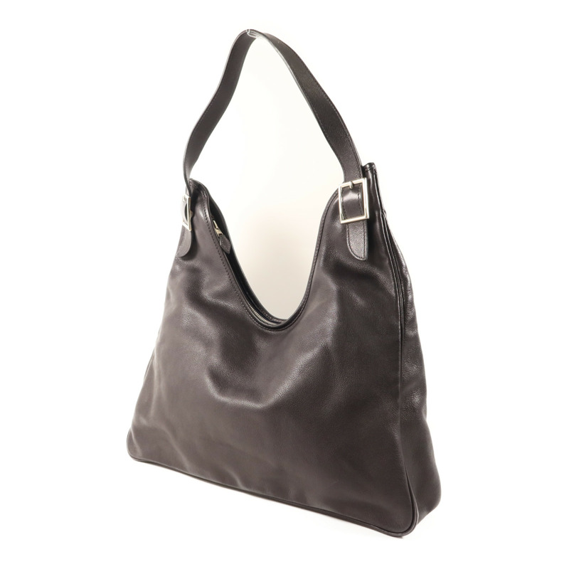 HERMES Evergrain皮革Massai銀扣肩背袋Noir-1