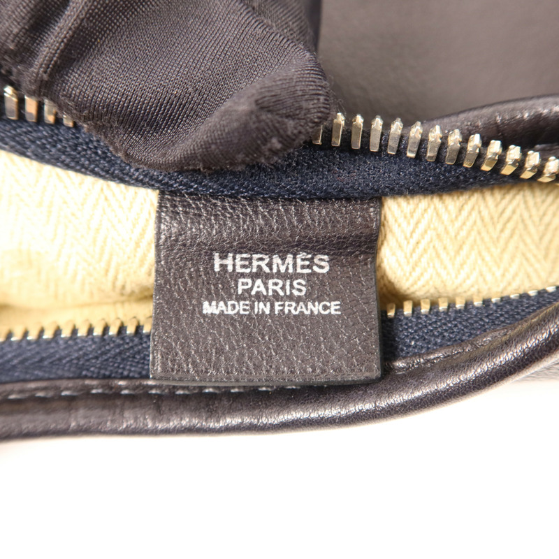 HERMES Evergrain皮革Massai銀扣肩背袋Noir-6