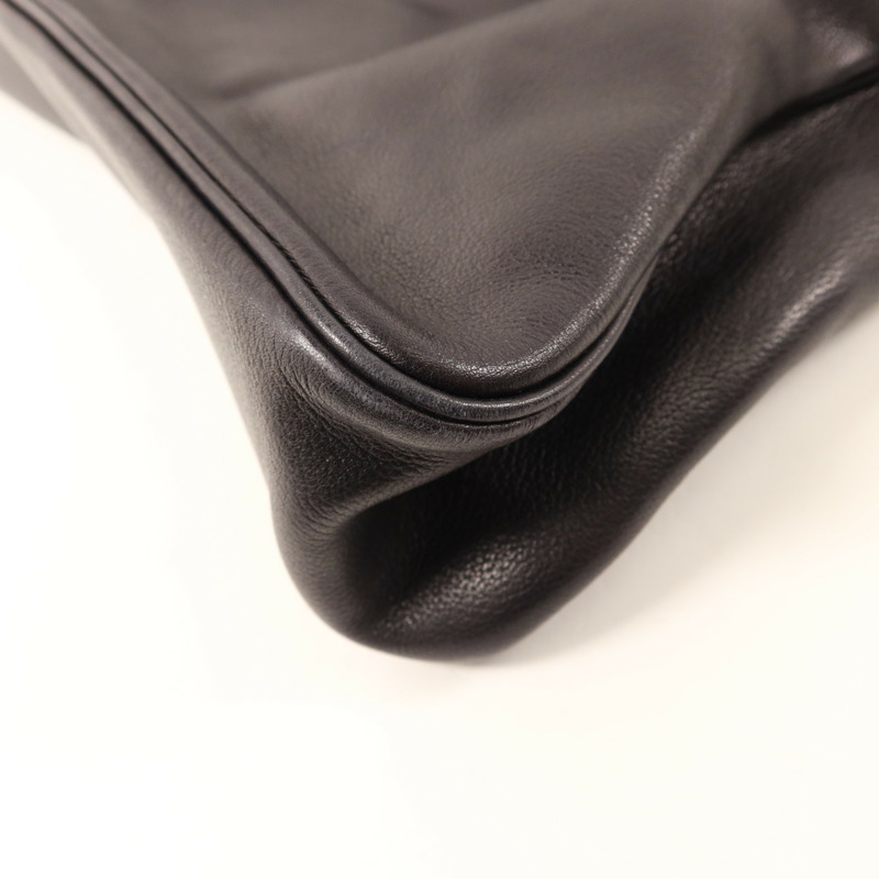 HERMES Evergrain皮革Massai銀扣肩背袋Noir-10