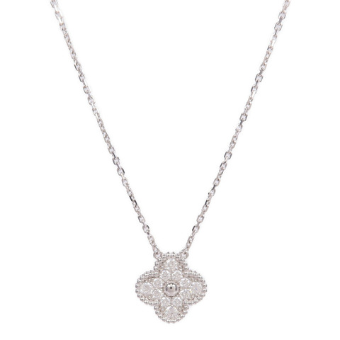 Van Cleef & Arpels 18K白金Vintage Alhambra Pendant鑽石項鍊