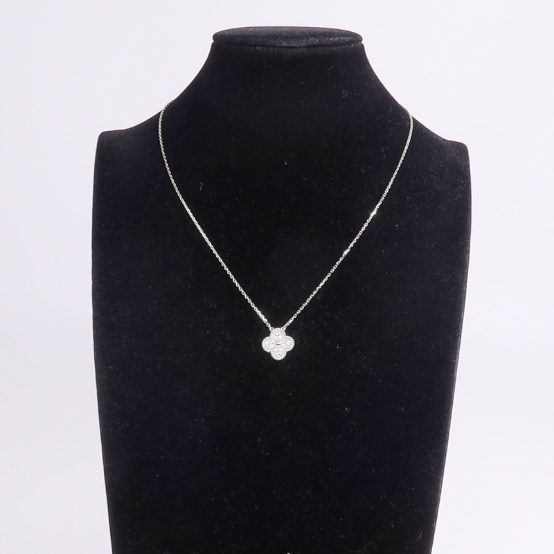 Van Cleef & Arpels 18K白金Vintage Alhambra Pendant鑽石項鍊-8