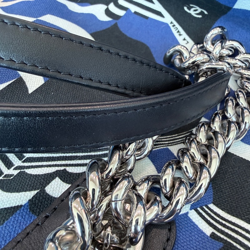 Chanel✨2019C 牛仔布郵輪塗鴉沙灘包購物包托特包 27開-14