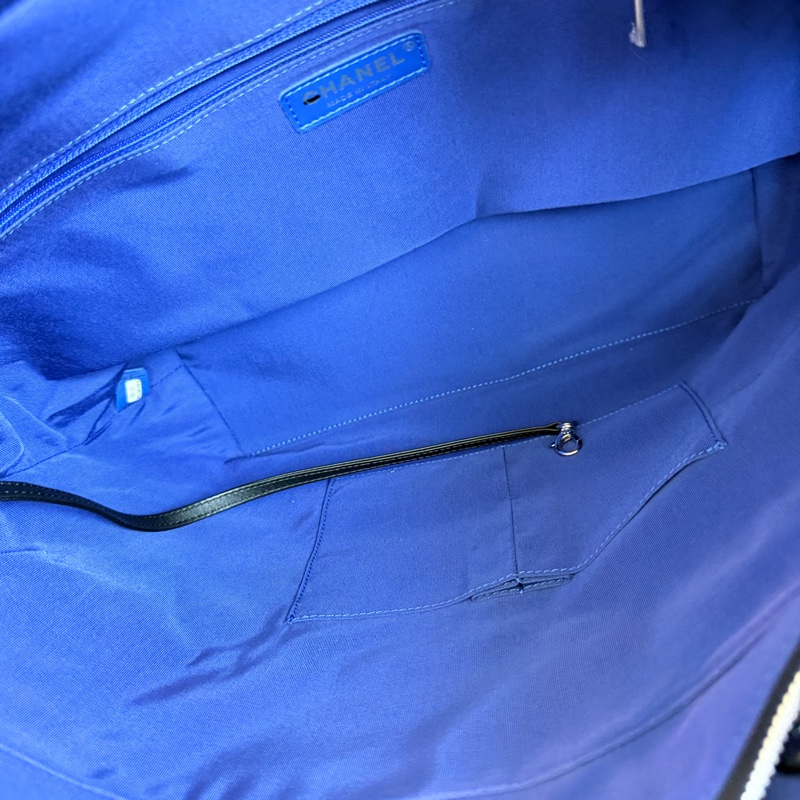 Chanel✨2019C 牛仔布郵輪塗鴉沙灘包購物包托特包 27開-21