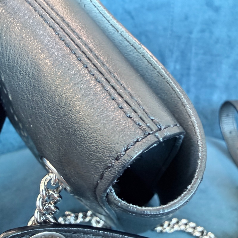 Chanel✨黑銀鏤空鏈條包斜背包腰包子母包 台灣購證-16