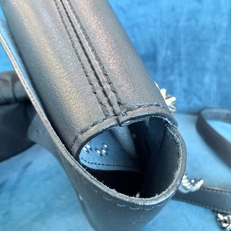 Chanel✨黑銀鏤空鏈條包斜背包腰包子母包 台灣購證-17