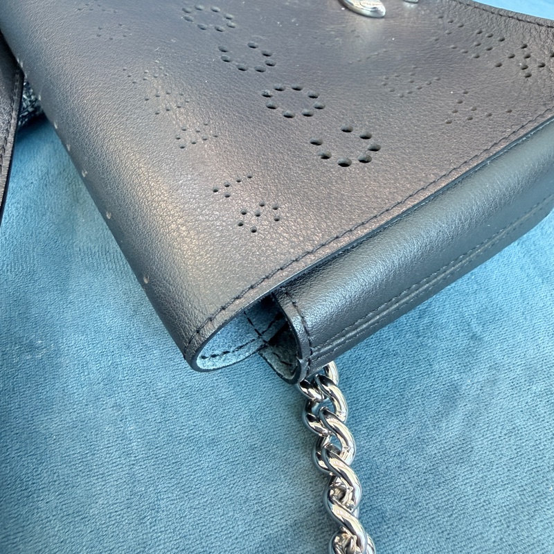 Chanel✨黑銀鏤空鏈條包斜背包腰包子母包 台灣購證-24