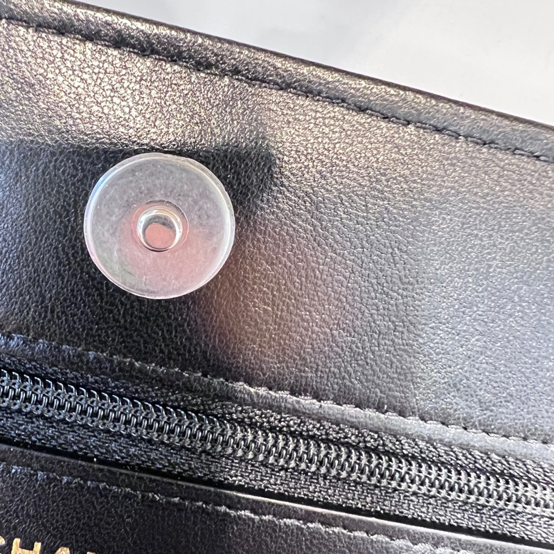 Chanel 黑羊皮大菱格紋19WOC霧銀釦3色鏈手提斜背包-14