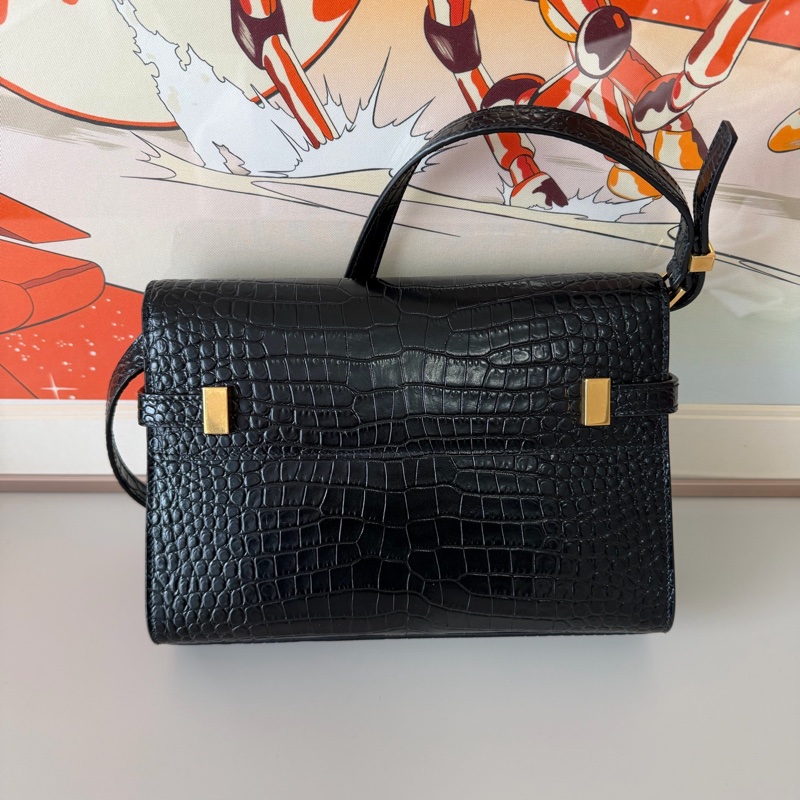 YSL 曼哈頓鰐魚壓紋牛皮黑金 小號 尺寸約24×18×6cm 附件:肩帶 防塵袋-3