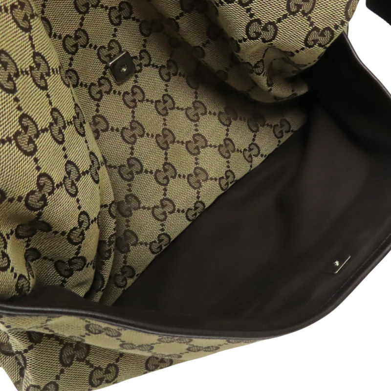 棕色 緹花帆布 牛皮 肩背包【GUCCI 古馳】 145856-6