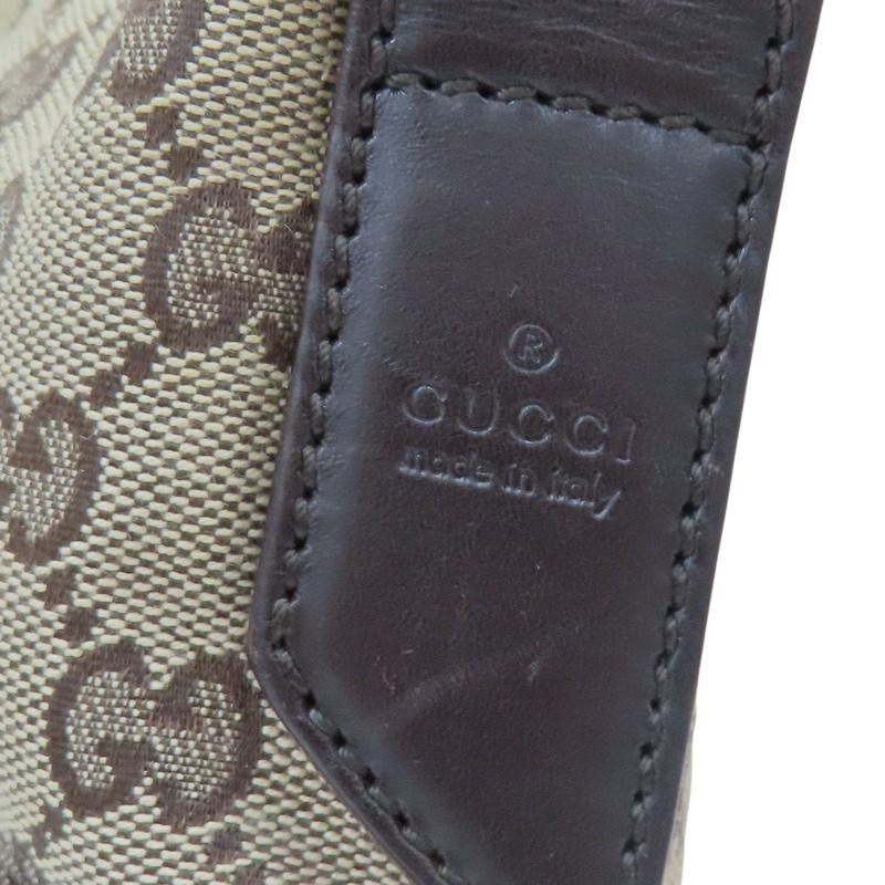 棕色 緹花帆布 牛皮 肩背包【GUCCI 古馳】 145856-7
