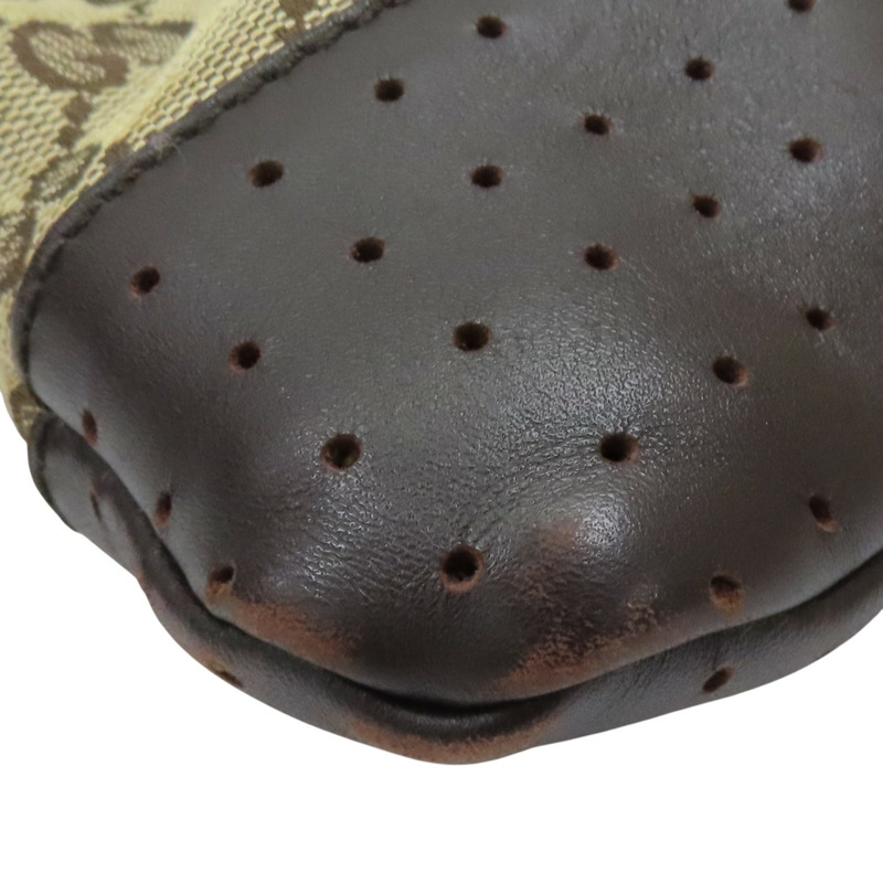 棕色 緹花帆布 牛皮 肩背包【GUCCI 古馳】 145856-11