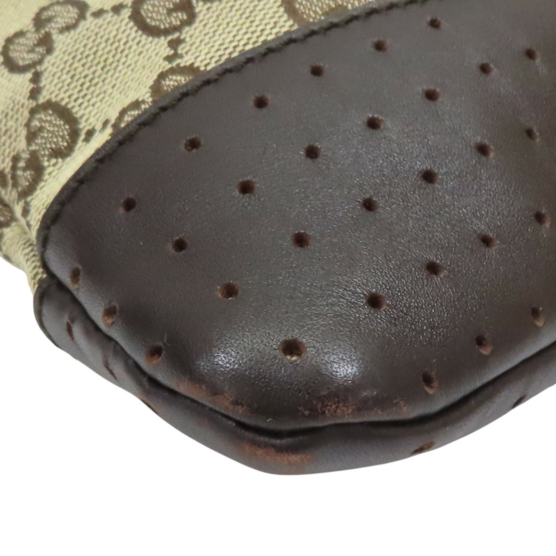 棕色 緹花帆布 牛皮 肩背包【GUCCI 古馳】 145856-13