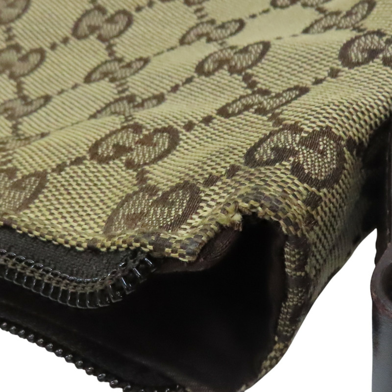 棕色 緹花帆布 牛皮 肩背包【GUCCI 古馳】 145856-15