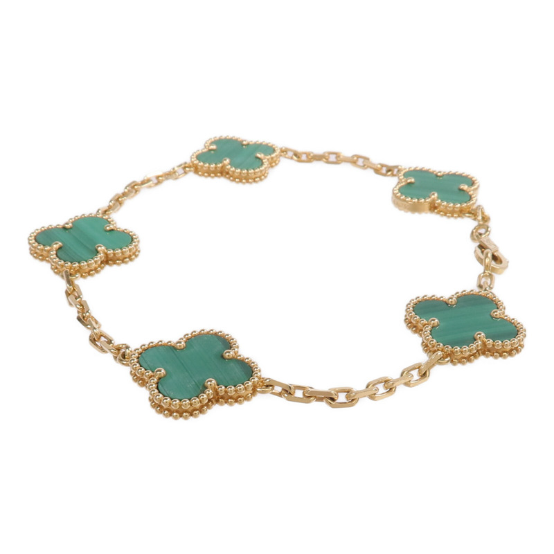 Van Cleef & Arpels 18K黃金Vintage Alhambra Bracelet 5 motifs孔雀石手鏈-1