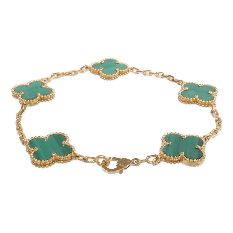 Van Cleef & Arpels 18K黃金Vintage Alhambra Bracelet 5 motifs孔雀石手鏈-3