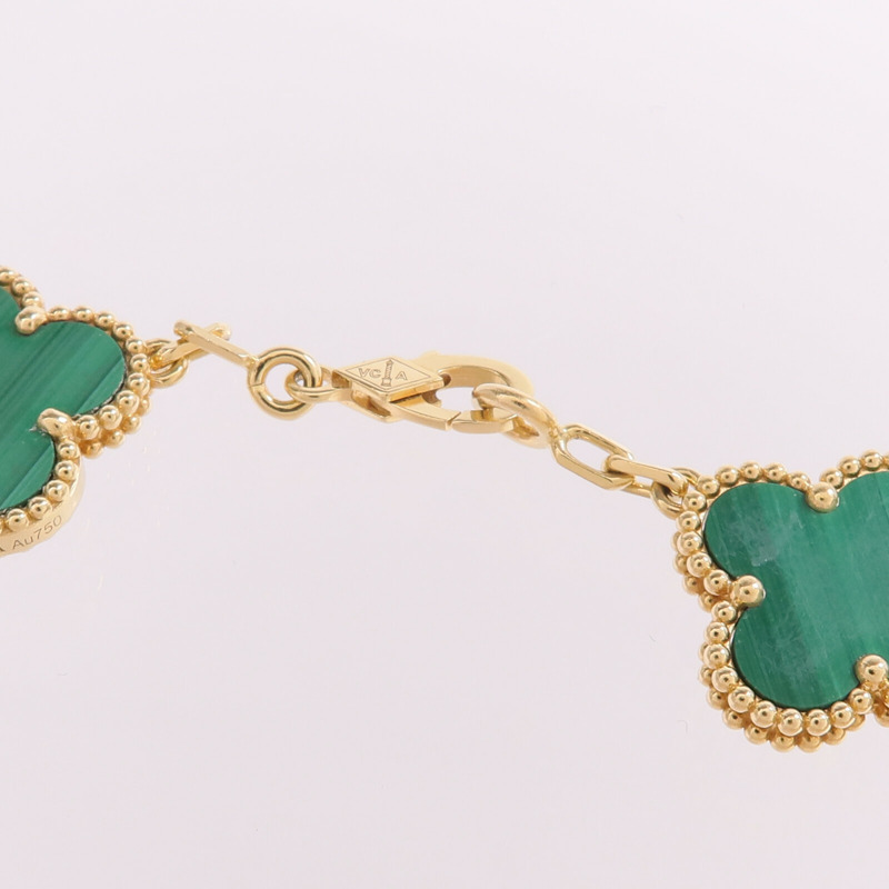 Van Cleef & Arpels 18K黃金Vintage Alhambra Bracelet 5 motifs孔雀石手鏈-4