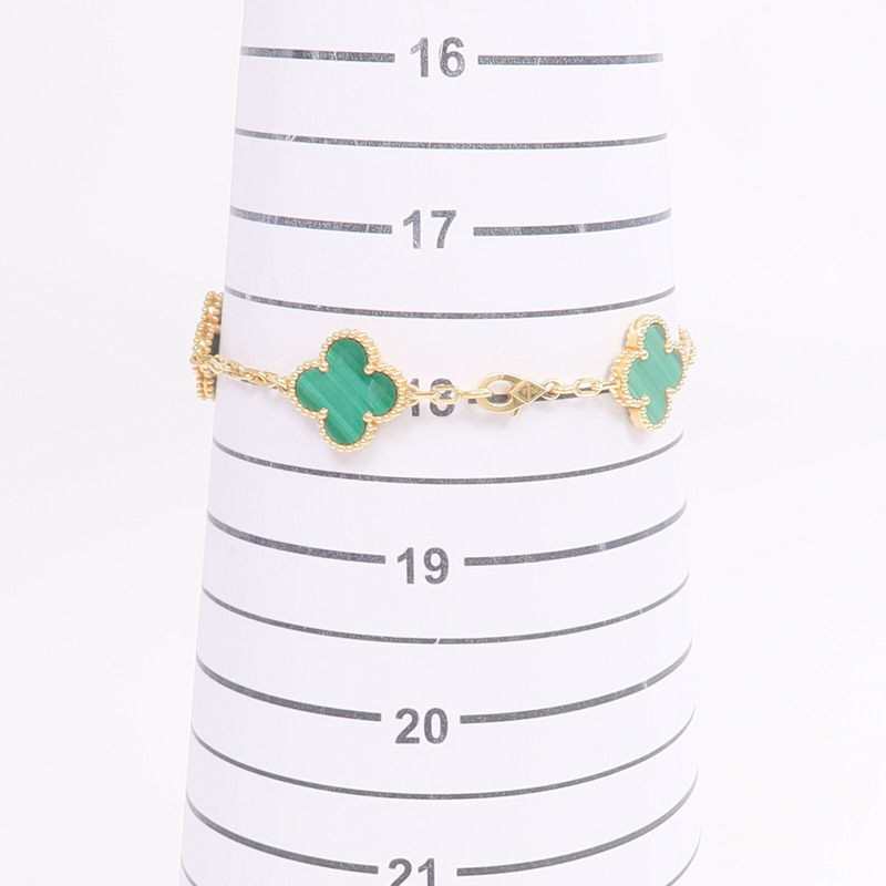 Van Cleef & Arpels 18K黃金Vintage Alhambra Bracelet 5 motifs孔雀石手鏈-9