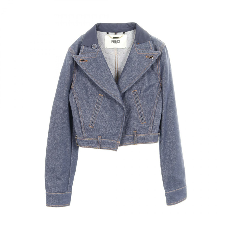 FENDI 牛仔外套外套,長袖,棉質,藍色,二手女款 #36-0