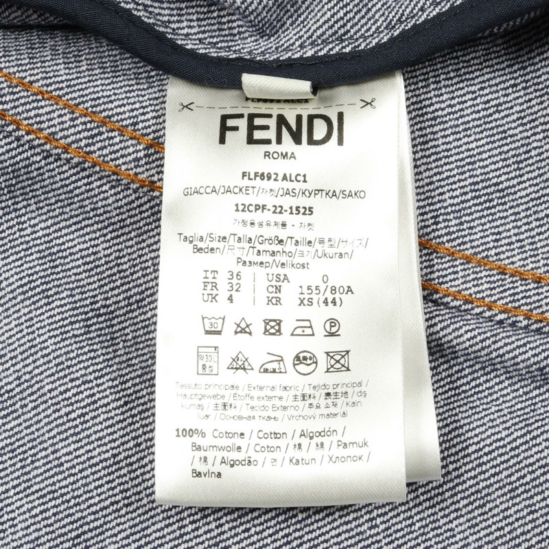FENDI 牛仔外套外套,長袖,棉質,藍色,二手女款 #36-4