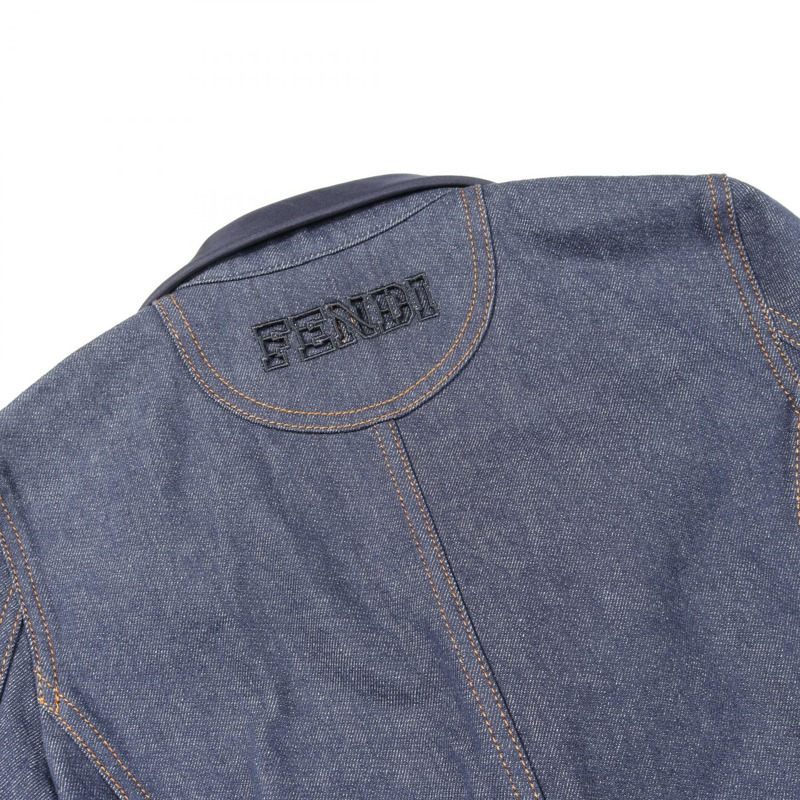 FENDI 牛仔外套外套,長袖,棉質,藍色,二手女款 #36-6