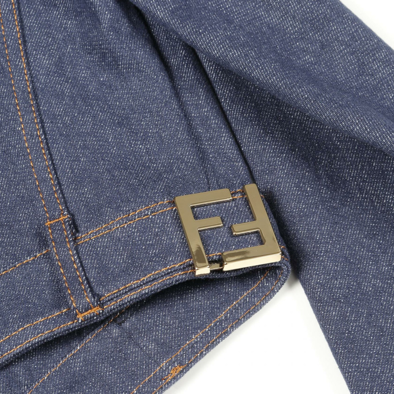 FENDI 牛仔外套外套,長袖,棉質,藍色,二手女款 #36-7