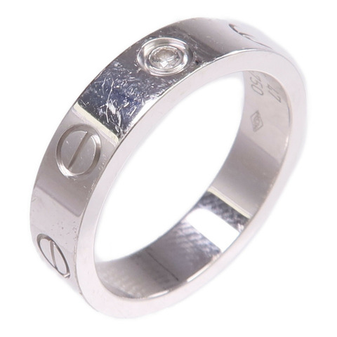 CARTIER 18K白金Mini Love Ring鑽石戒指Cartier#47/US#4.25