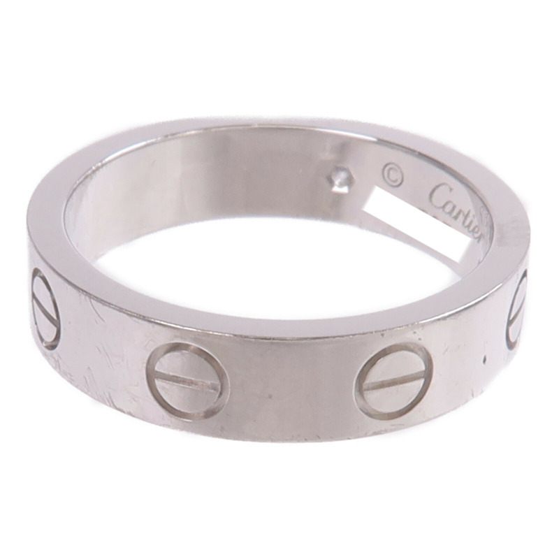 CARTIER 18K白金Mini Love Ring鑽石戒指Cartier#47/US#4.25-2