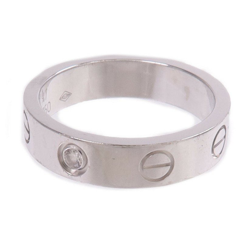 CARTIER 18K白金Mini Love Ring鑽石戒指Cartier#47/US#4.25-3