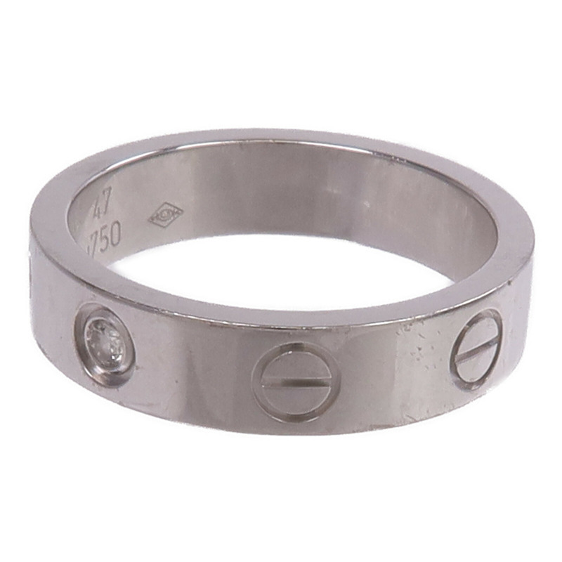 CARTIER 18K白金Mini Love Ring鑽石戒指Cartier#47/US#4.25-7