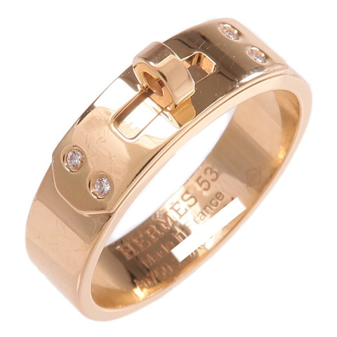 HERMES 18K玫瑰金Kelly Ring鑽石戒指Hermes#53/US#6.5