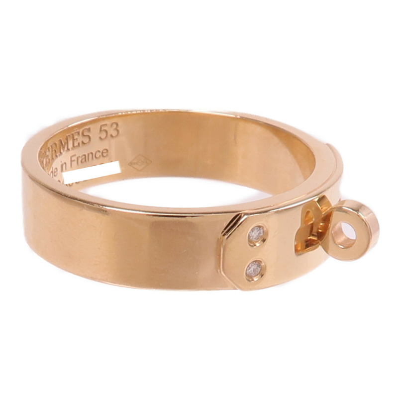 HERMES 18K玫瑰金Kelly Ring鑽石戒指Hermes#53/US#6.5-3