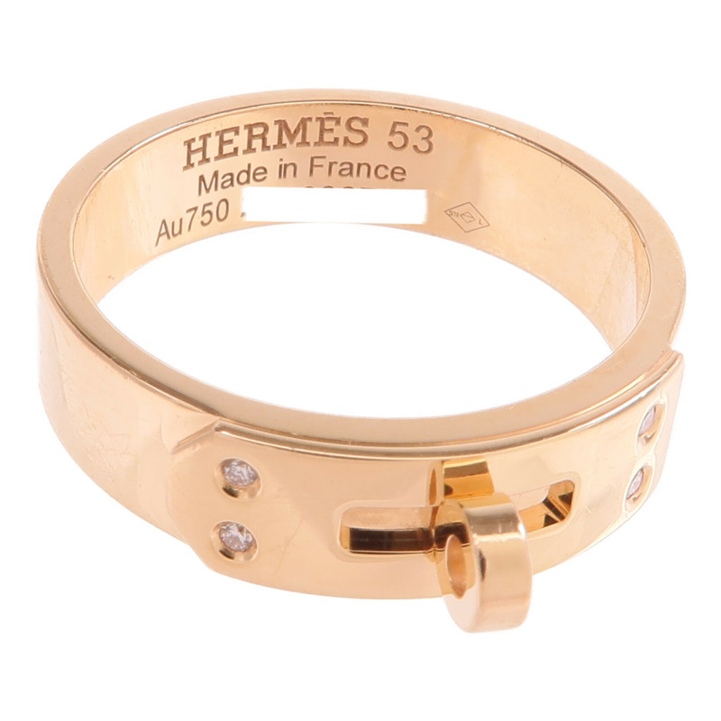 HERMES 18K玫瑰金Kelly Ring鑽石戒指Hermes#53/US#6.5-4