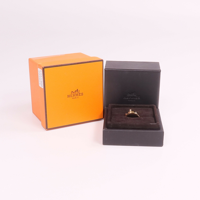 HERMES 18K玫瑰金Kelly Ring鑽石戒指Hermes#53/US#6.5-5