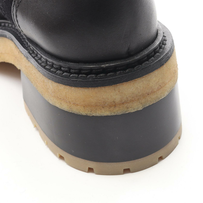 香奈兒 COCO 標誌靴子,麂皮材質,黑色,二手,女款,尺寸 37 1/2-8