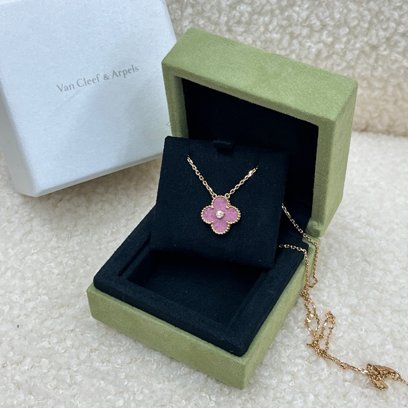 VCA 梵克雅寶21年聖誕款 單鑽四葉草項鍊 附件 包裝盒 21年身份卡-0