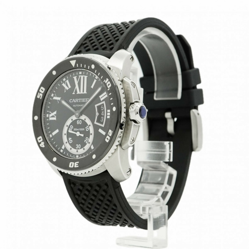 卡地亞 Calibre de Diver W7100056 黑色錶盤男士腕錶-2