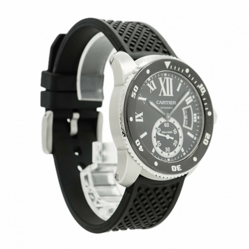 卡地亞 Calibre de Diver W7100056 黑色錶盤男士腕錶-3