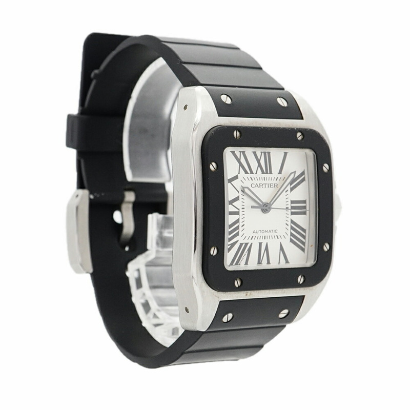 卡地亞 Santos 100 W20121U2 銀色錶盤男士腕錶-3