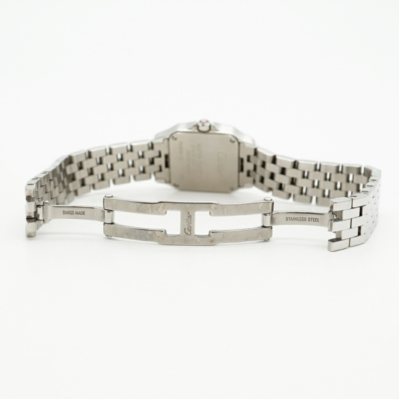 卡地亞 Santos Demoiselle SM W25075Z5 粉紅錶盤女士腕錶-4