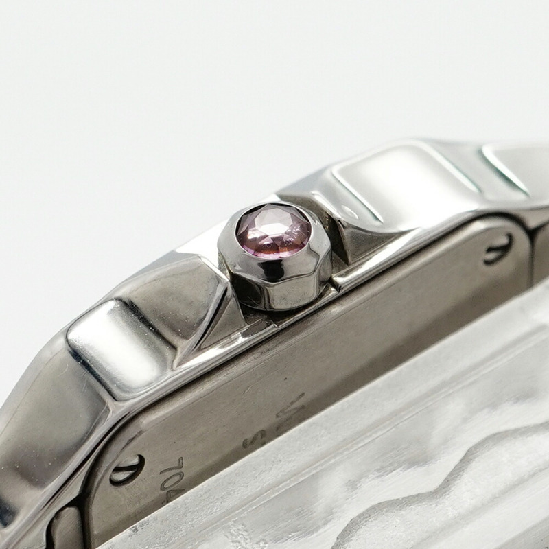 卡地亞 Santos Demoiselle SM W25075Z5 粉紅錶盤女士腕錶-9