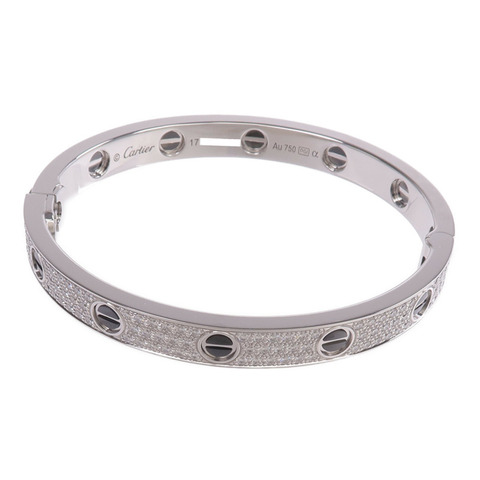 CARTIER 18K白金/陶瓷Love Bracelet鑽石手鐲Cartier#17