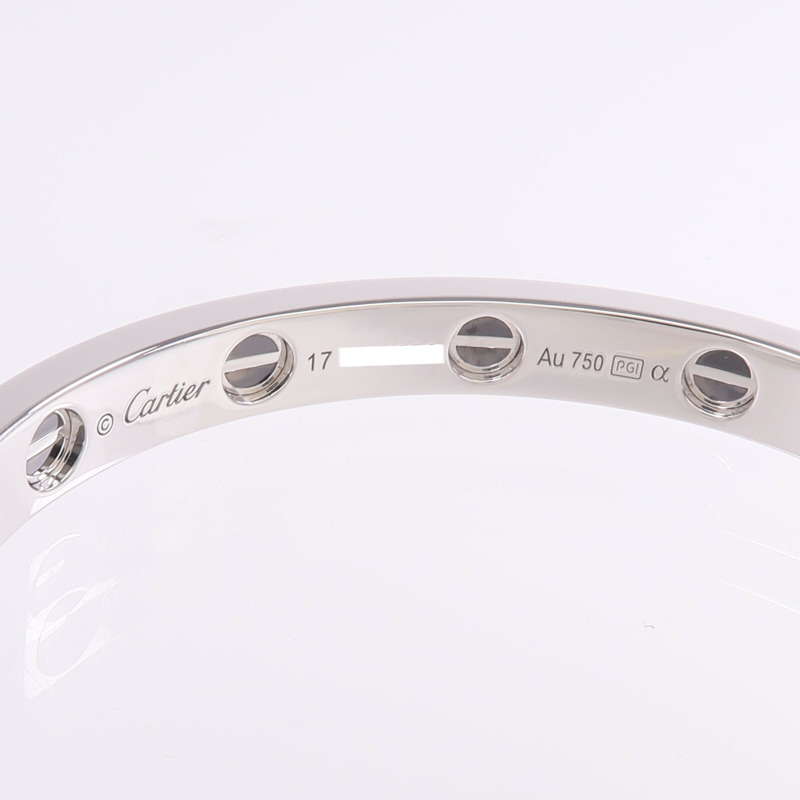 CARTIER 18K白金/陶瓷Love Bracelet鑽石手鐲Cartier#17-4