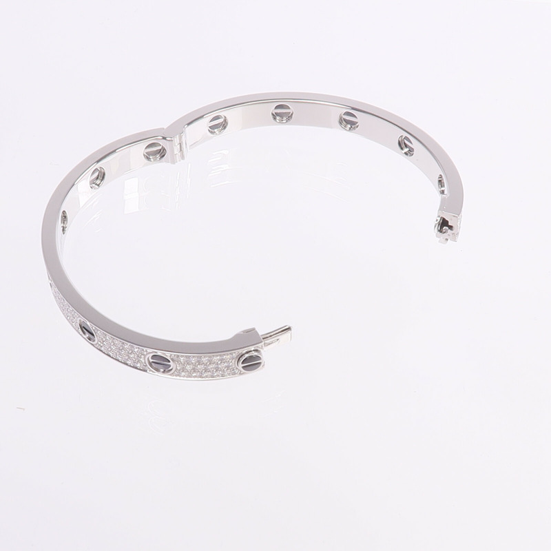 CARTIER 18K白金/陶瓷Love Bracelet鑽石手鐲Cartier#17-7