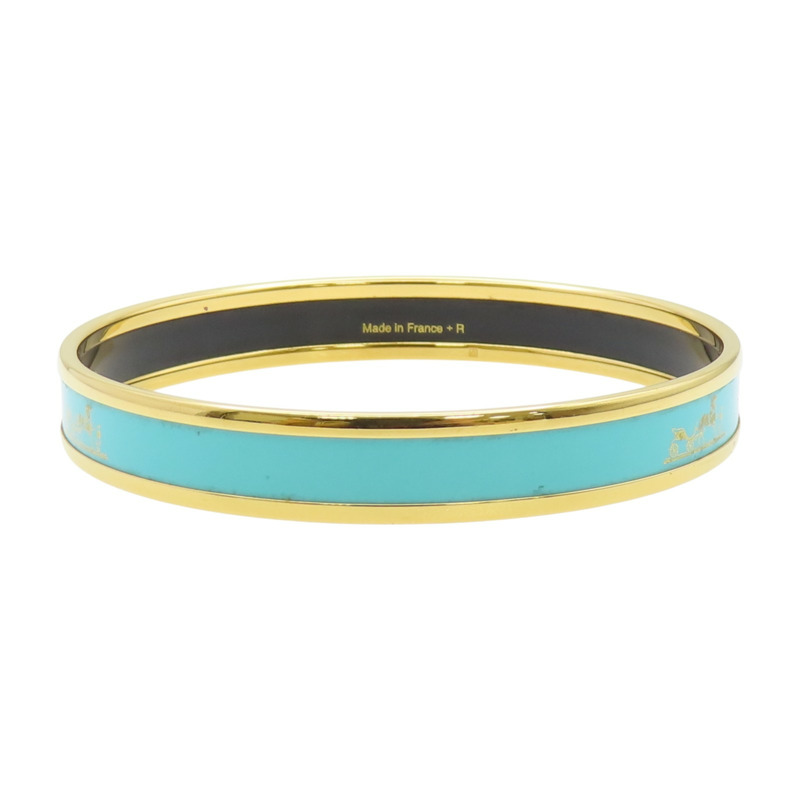 綠松石藍 琺瑯 金色鍍金 Emaille PM 手環【HERMES 愛馬仕】-1