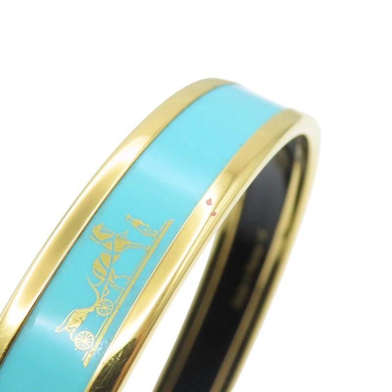 綠松石藍 琺瑯 金色鍍金 Emaille PM 手環【HERMES 愛馬仕】-6