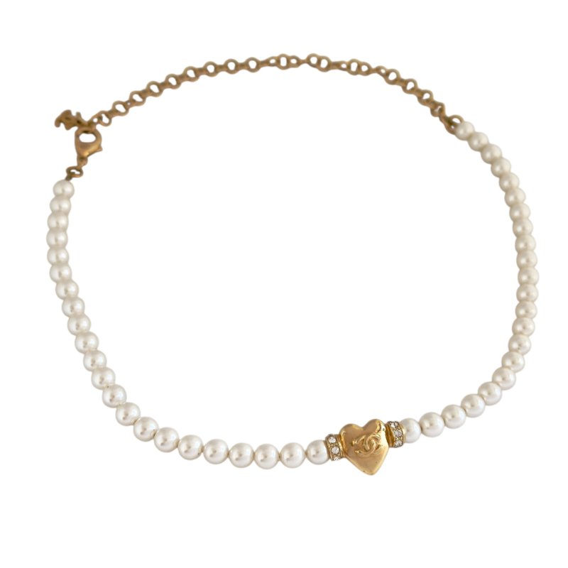 CHANEL CC 愛心💗 水鑽 項鏈-1