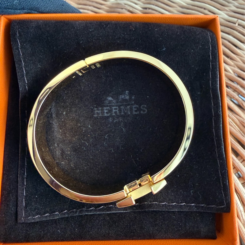 近新HERMES CLIC H黑色金釦H手環-5