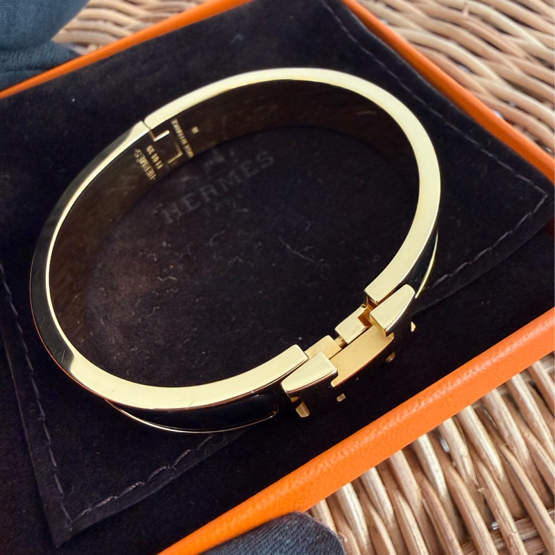 近新HERMES CLIC H黑色金釦H手環-6