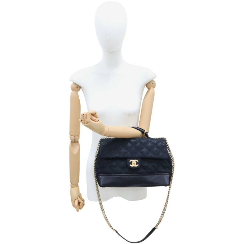 黑色牛皮 Globe Trottel 兩用包 無卡【CHANEL 香奈兒】-10