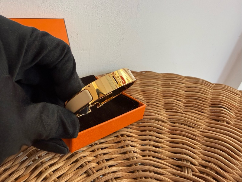 二手HERMES CLIC H栗子色金釦H手環-3